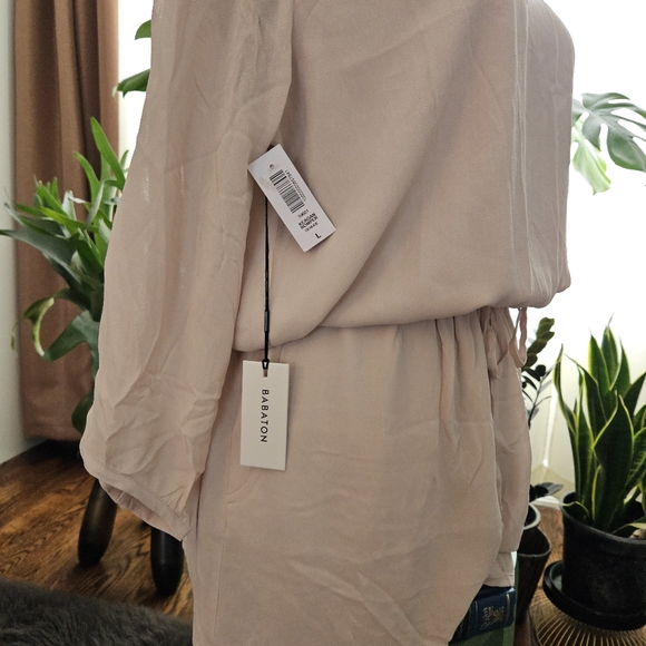 Aritzia Babaton Keagan Romper Crepe Pockets Cream Large New - Picture 4 of 9